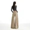 26 Nueva colección Otoño/Invierno: tejido lavado y descolorido, tiro alto, diseño adelgazante, pantalones casuales holgados y de pierna ancha para mujer, disponibles para dropshipping