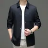 Jaqueta de negócios casual leve de luxo para primavera e outono masculina, casaco fino de comprimento médio moderno para homens de meia-idade, estilo pai