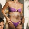 24 Conjuntos de Bikini Transfronterizos Traje de Baño Strapless Atado Bandeau Color Sólido Traje de Baño de Dos Piezas con Almohadillas en el Pecho Alta Elasticidad