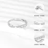 Anillo Cruzado de Doble Línea Mobius X para Mujer Plata 925 Diamante Lujo Accesible Estilo Ins Destello Regalo de Cumpleaños para Novia