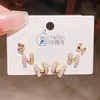 Set de Aretes de Perla Natural y Circonita en Espiral Retorcido, Set Elegante Versátil de 6 Piezas de Gama Alta
