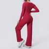 Conjunto de Yoga Ajustado de Secado Rápido con Sensación de Segunda Piel, Diseño Falso de Dos Piezas, Copas Incorporadas, Set de Running y Fitness de Manga Larga con Cordón y Pierna Ancha para Mujer
