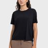 Camiseta Esportiva Manga Curta Nude Solta Respirável de Verão com Cordão Plissada Top para Fitness Yoga Feminino Dss121