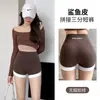 Shorts de seguridad de verano para mujer, shorts deportivos cortos de tiburón, cintura alta, levantamiento de glúteos, anti-exposición, shorts de seguridad finos de base