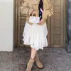 Nueva Falda de Gasa Estilo Fresco Irregular Línea A para Primavera y Otoño para Mujer 2026 Falda Larga Blanca con Volantes de Encaje