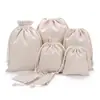 Bolsas de Cordón de Algodón y Lino Listas para Usar al Por Mayor, Embalaje de Regalo de Tela de Lino Personalizado, Bolsas Pequeñas de Almacenamiento con Cordón