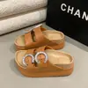 Chinelos Moda Eva Versátil com Solado Grosso Aumenta Altura Anel de Diamante Sandálias Casuais de Salto Alto com Solado Macio Novo Antiderrapante e Antiodor