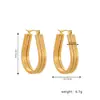 Brincos Femininos de Aço Inoxidável Banhados a Ouro 18K, Geométricos, Vazados, Torcidos, Camadas, High-End, Transfronteiriços