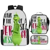 Cabelo verde estranho Grinch transfronteiriço nova mochila dos desenhos animados bolsa de ombro bolsa de três peças bolsa caneta uma geração de cabelo
