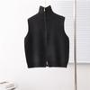 Colete de malha retro stand collar para mulheres outono e inverno Novo casaco cardigan design colete suéter com zíper solto