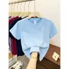 Estilo Novo de Verão 2026 230g Fio 40 92% Algodão 8% Elastano Gola Redonda Manga Curta T-shirt Brilhante Estrelada Versátil