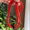 Collar de piedra natural de cornalina color rojo sangre de paloma vidrioso estilo vintage chino y ágata negra para la clavícula
