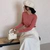 Mori Island otoño e invierno Nueva camiseta básica de cuello redondo para mujer suéter sencillo de manga larga ropa interior estilo commuter top casual