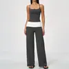 Conjunto de yoga transfronterizo para mujer con almohadillas en el pecho, tirantes finos, colores contrastantes, cintura alta, secado rápido, ropa deportiva de fitness para yoga 9666