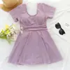 Traje de baño de una pieza nuevo para mujer transfronterizo, de manga corta, cómodo, de color liso, estilo playero y adecuado para nadar