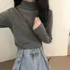 Camiseta interior de forro polar de cuello medio para mujer, otoño e invierno, talla grande, forrada de forro polar y engrosada para abrigar, elegante camiseta de manga larga