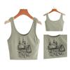 Chaleco de corsé de verano, nuevo chaleco de cuello redondo de verano, corsé cómodo y elástico alto, chaleco deportivo estampado para mujer