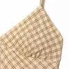 Verano 2026 Nuevo Estilo Moda Europea y Americana Simple Cuadros Encaje Vestido Corto Irregular Falda de Tirantes Sexy