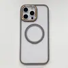 Funda magnética para teléfono con borde de color contrastante para Apple 16Promax iPhone15 Cubierta protectora anticaída de metal para lente 14