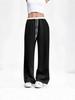 Calça de Moletom Feminina Reta Simples Estilo Europeu e Americano Transfronteiriça, Outono e Inverno Solta Emagrecedora Cintura Elástica Comprimento Total