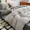Conjunto de cama de quatro peças estilo ins cream todo em algodão cor sólida simples estilo japonês lençol de algodão puro duas cores capa de edredom dormitório conjunto de três peças 4