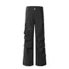 Calça Cargo Funcional de Múltiplos Bolsos com Vibe High Street Americana para Homens e Mulheres 2026 Solta Casual Plissada Micro Flare