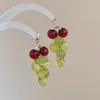Pendientes de Uva Transparente de Verano Dopamina - Pendientes de Lujo Ligero, Nicho, Gama Alta con Estilo Dulce y Versátil