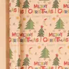 Papel de Regalo Navideño Tamaño Grande Ecológico Papel Kraft Amarillo Papel de Regalo Navideño Cuadros Rojos Cabeza de Reno Patrón de Copo de Nieve