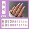 Uñas postizas de longitud media con diseño de vaca lechera moteada en lavanda estilo ins europeo y americano para usar al por mayor