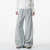 Calça casual estilo americano 2026, de novo estilo, para primavera e outono, com caimento solto, design cruzado, calça de moletom da moda para mulheres e homens
