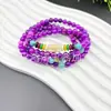 Pulsera de cuentas estilo vintage Shukulai, pulsera de píldoras de cuentas redondas de jade cuarcita morado berenjena, productos de jade y jadeíta para transmisión en vivo