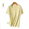 Algodão de Fibra Longa de Xinjiang Seda Algodão Mercerizado Amônia Líquida Cor Pura Simples Solta Estilo Coreano Camiseta de Manga Curta Gola Redonda V2026 Novo Modelo