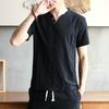 Camiseta de Verano de Manga Corta para Hombre Algodón y Lino Traje Vintage para Hombre Casual Talla Grande Holgado Estilo Chino Conjunto de Dos Piezas para Adolescentes