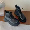 Botas Martin para Niños Estilo Otoño/Invierno Botines Cortos Estilo Británico para Niñas Suela Suave Antideslizantes Botas Individuales Botas de Cuero Negras de Punta Dividida para Niñas