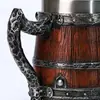 Presente Criativo Caneca com Textura de Madeira Retrô, Caneca de Cerveja de Grande Capacidade Estilo Viking Medieval, Caneca Doméstica para Homens