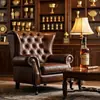 Sofá de Bar de Charutos, Sofá de Bar de Uísque Americano, Conjunto de Mesa e Cadeiras de Café Estilo Velho Oeste Retrô, Cadeira Individual de Tigre