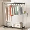 Perchero de pie para uso doméstico, adecuado para dormitorios, móvil, de color crema, diseño simple, ideal para habitaciones de estudiantes, tendedero de balcón, tipo de pie
