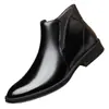 Superventas de Amazon Transfronterizo Retro Botas de Cuero Versátiles para Hombre Punta Puntiaguda Botas de Cuero Casual de Negocios para Hombre Tipo Slip-on 2100