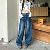 Jeans Machete Americano Bordado de Primavera y Verano para Mujer 2025 Sentido del Diseño Holgado Adelgazante Negro Combinable Pantalones Hoz
