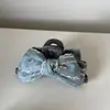 Pinza Triangular para el Cabello de Encaje Coreano y Tela de Mezclilla para Mujer, de Alta Gama y Elegante, Pinza de Tiburón Pinza para Cola de Caballo en la Parte Posterior de la Cabeza