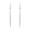 Nuevos aretes creativos de borla de moda para mujer, acero de titanio, oro rosa, cubo, circonita inteligente, aretes largos al por mayor