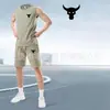 Conjunto de Duas Peças Masculino para Corrida de Secagem Rápida, Regata Sem Mangas, Roupa para Treinamento Físico, Camisa de Basquete, Regata de Verão com Shorts, Em Estoque