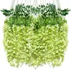 Flores de glicinia artificiales para decoración de techo, decoración de bodas, flores artificiales para decoración de sala de estar, escenarios de parques y hoteles (12 piezas por juego)