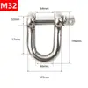Grillete en D de Acero Inoxidable 304 Grillete en Forma de Arco Hebilla de Elevación Marina Anillo de Conexión para Cable de Acero M4-M38
