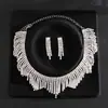 Set de Pendientes y Collar con Borla Redonda de Pedrería Europea y Americana Moda Versátil para Viajes Cotidianos Diseño Decorativo Sentido de la Moda Joyería para Mujeres