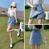 Falda de mezclilla retro para mujer Verano 2025 Nuevo Culottes ajustados de cintura alta Pantalones que cubren la cadera Falda Falda corta acampanada para mujer