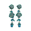 Pendientes de Flor con Borla de Zirconita Cúbica de Plata Vintage Usados Pendientes de Botón Retro Exquisitos de Moda Joyería para Orejas de Lujo Ligero de Alta Gama