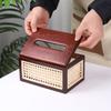 Caixa de Lenço de Madeira Maciça e Rattan Caixa de Papel de Noz Preta Chinesa Caixa de Armazenamento Vintage de Cabeceira para Pousada Caixa de Papel para Sala de Estar