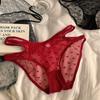 Tentación Caliente Deseo Puro Sexy Ropa Interior de Encaje para Mujer Cintura Baja Malla Cruzada Entrepierna de Algodón Ropa Interior para Mujer