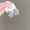 Pendientes Colgantes de Zirconia con Textura Espiral Aguja de Plata, Moda Retro, Temperamento Exquisito, Lujo Ligero, Pendientes de Gama Alta para Mujer
